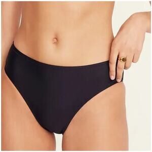 NWT J. Crew Bikini Swim Bottom Hi Rise Ribbed Cheeky Black Swimsuit Beach 3X